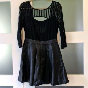 Guess faux leather and black mesh dress